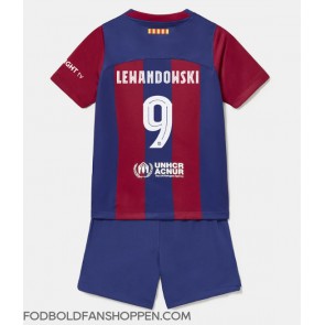 Barcelona Robert Lewandowski #9 Hjemmebanetrøje Børn 2023-24 Kortærmet (+ Korte bukser)